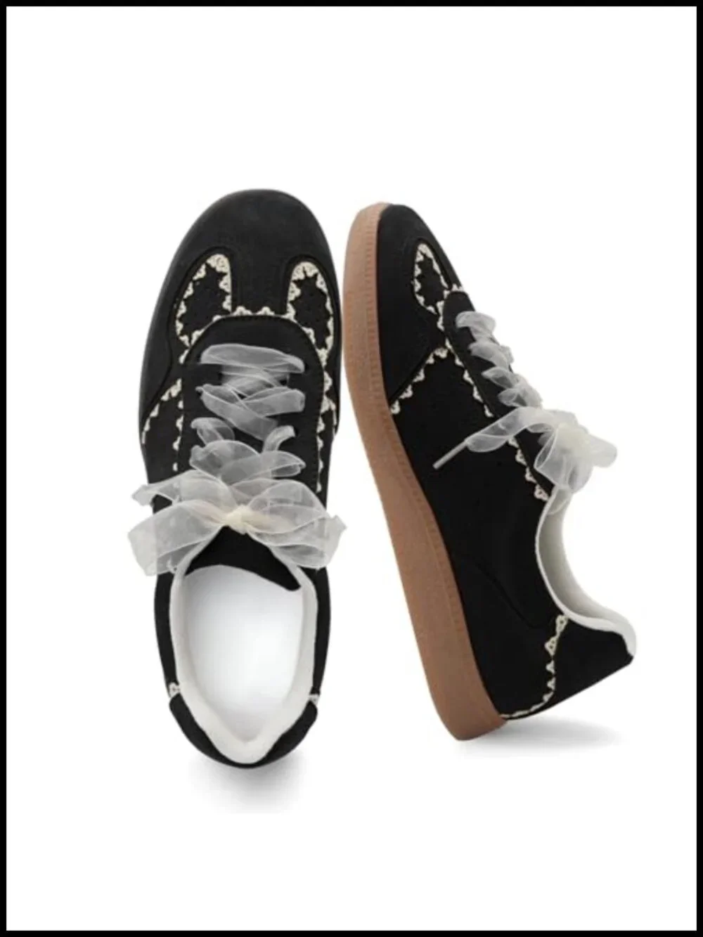 Lace Fashion Ballet Sneakers – Crochet Ribbon Lace-Up Casual Spring Shoes